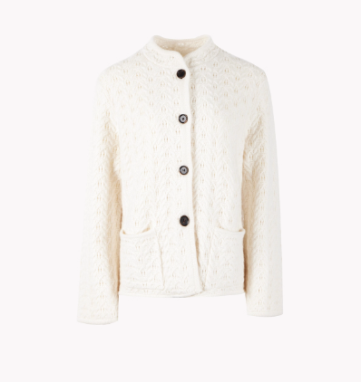 白色纯山羊绒开衫手工勾花慵懒感温柔风外套